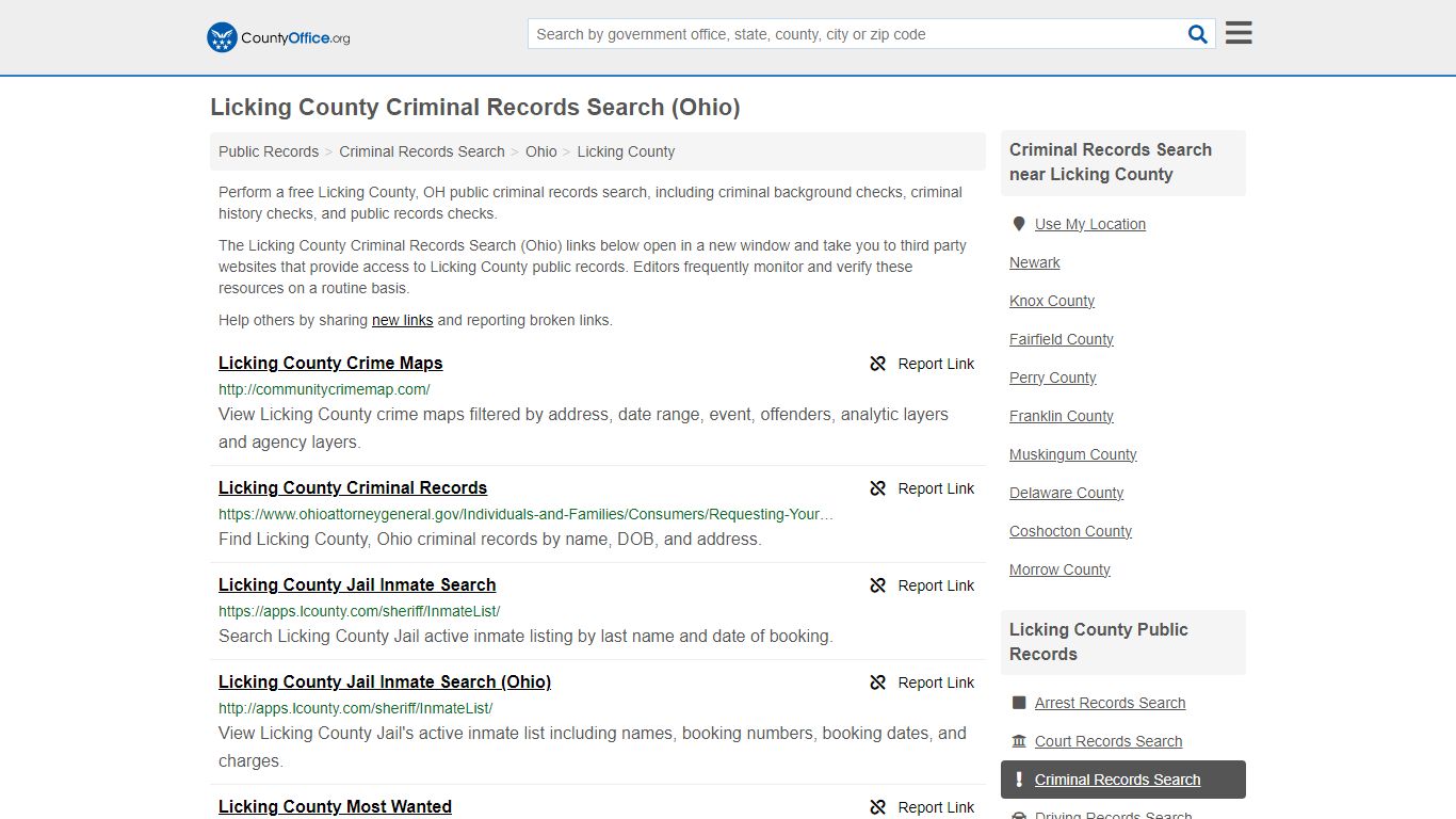 Licking County Criminal Records Search (Ohio) - County Office